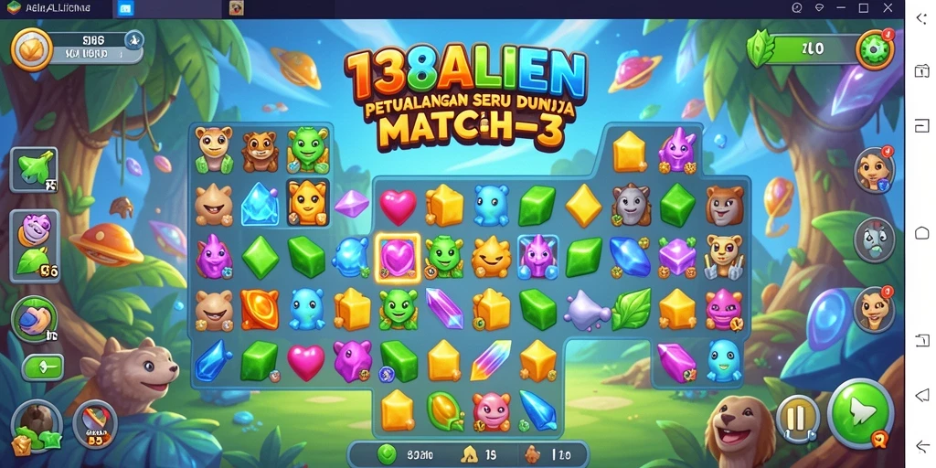 Tampilan gameplay 138ALIEN dengan elemen Match-3 yang seru dan mengasyikkan.