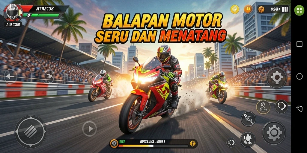 Gameplay menakjubkan di ATM138 dengan balapan motor yang seru.