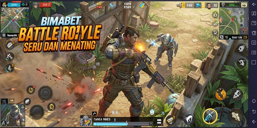 Screenshot menunjukkan aksi intens di arena Battle Royale.