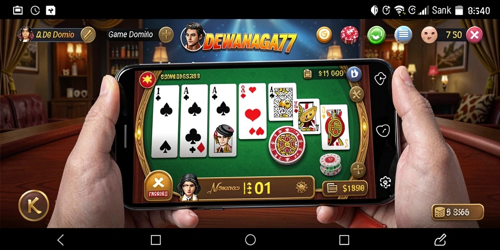 Tampilan gameplay DEWANAGA77 yang menarik saat bermain domino.