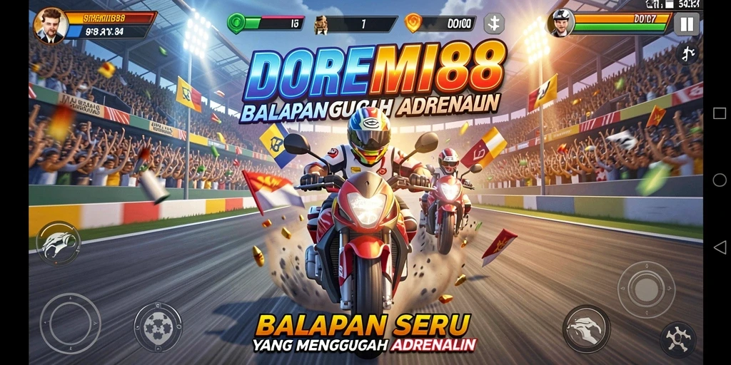 Tampilan gameplay balapan yang memukau dari DOREMI88.