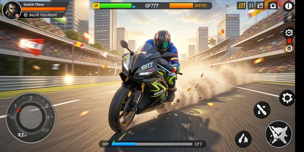 Screenshot gameplay seru balapan motor di GF777.