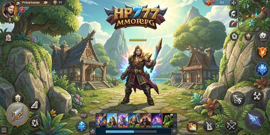 Tampilan gameplay menarik dari HP777 dalam aksi MMORPG.
