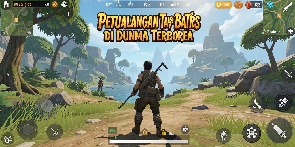 Screenshot gameplay IN22 menampilkan dunia terbuka penuh petualangan.