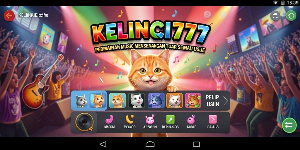 Tampilan gameplay KELINCI777 menunjukkan interaksi seru dengan alat musik.