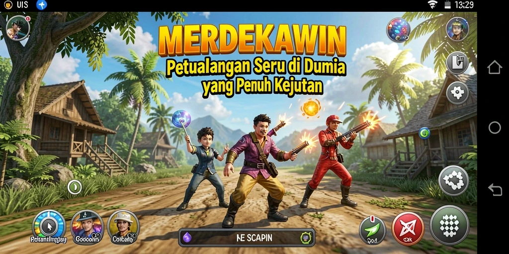 Tampilan gameplay petualangan MERDEKAWIN yang mendebarkan.
