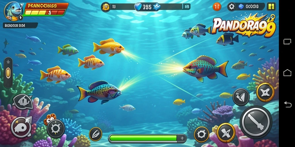 Screenshot gameplay menarik dalam PANDORA99 Tembak Ikan.
