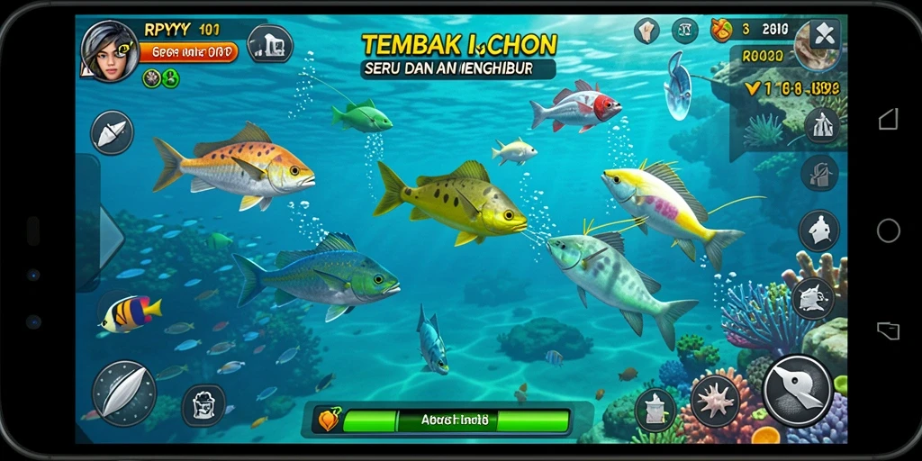 Tampilan gameplay RPYYY yang seru saat menembak ikan.