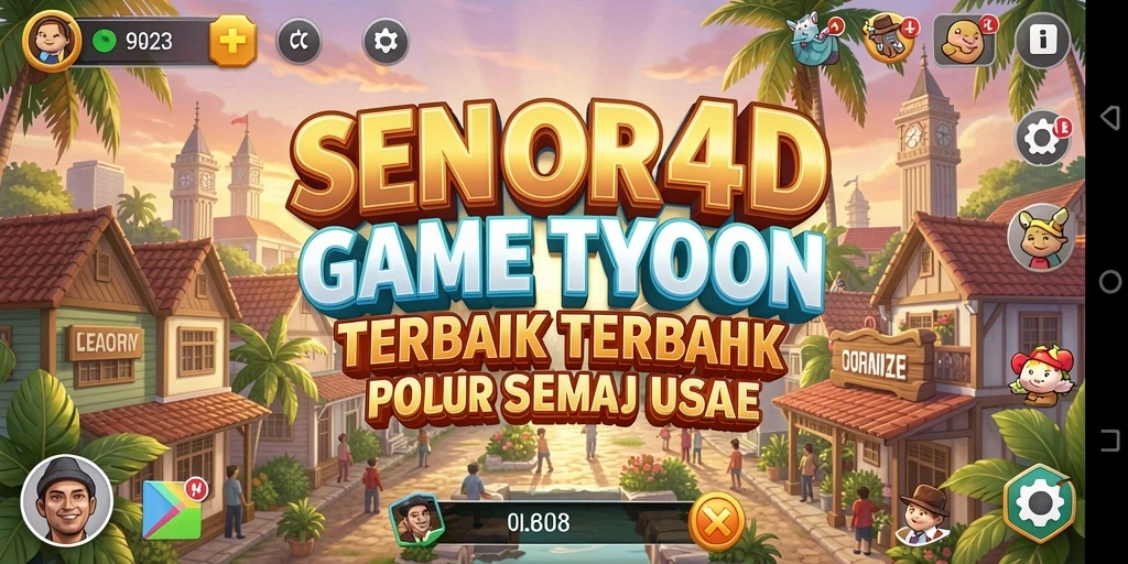 Tangkapan layar gameplay SENIOR4D yang menunjukkan kegiatan manajemen bisnis.