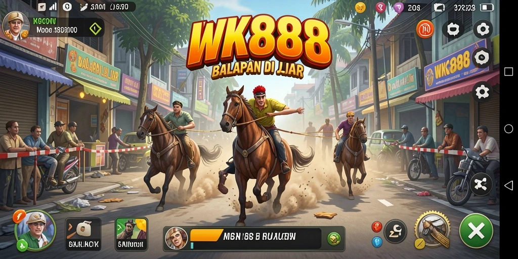 Tampilan gameplay seru di <strong>WK888</strong> dengan balapan penuh adrenalin.